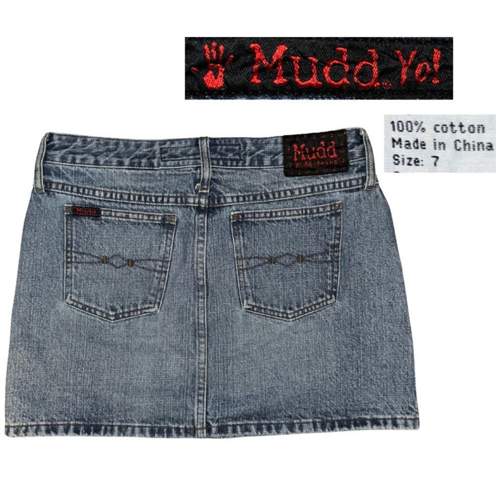Vintage Mudd Yo! Jeans Denim Mini Skirt Medium Wash Size 7 Trashy Y2k Trendy